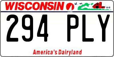 WI license plate 294PLY