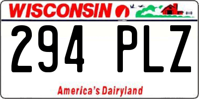 WI license plate 294PLZ