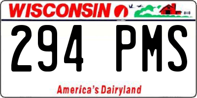 WI license plate 294PMS
