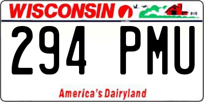 WI license plate 294PMU