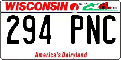 WI license plate 294PNC