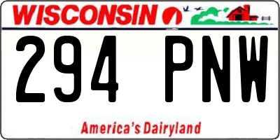 WI license plate 294PNW