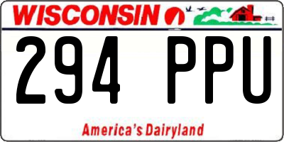WI license plate 294PPU