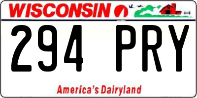 WI license plate 294PRY