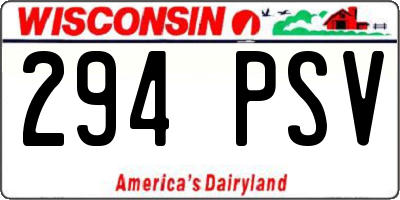 WI license plate 294PSV