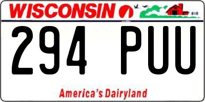 WI license plate 294PUU