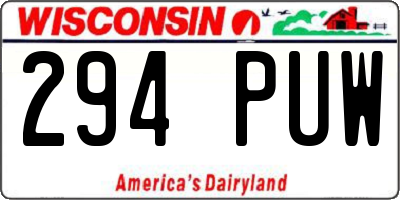 WI license plate 294PUW