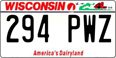 WI license plate 294PWZ