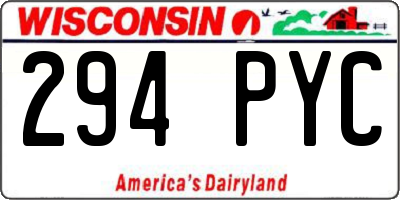 WI license plate 294PYC