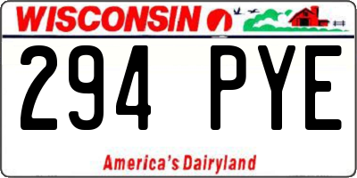 WI license plate 294PYE