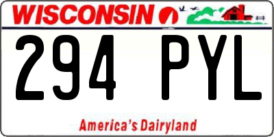 WI license plate 294PYL