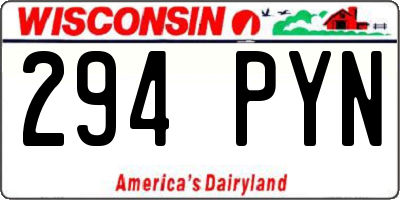 WI license plate 294PYN