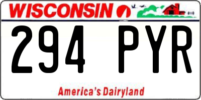WI license plate 294PYR