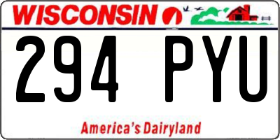 WI license plate 294PYU