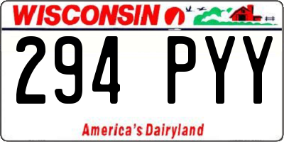 WI license plate 294PYY