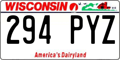 WI license plate 294PYZ