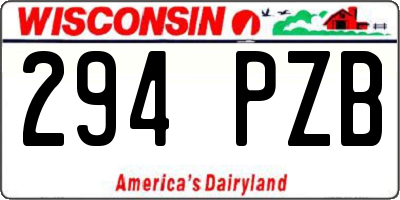 WI license plate 294PZB