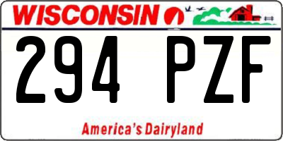 WI license plate 294PZF