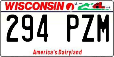 WI license plate 294PZM