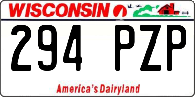 WI license plate 294PZP