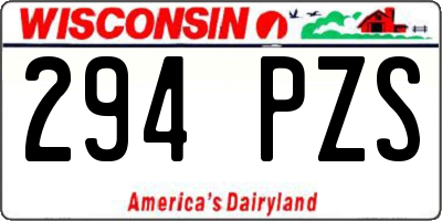 WI license plate 294PZS