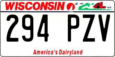 WI license plate 294PZV