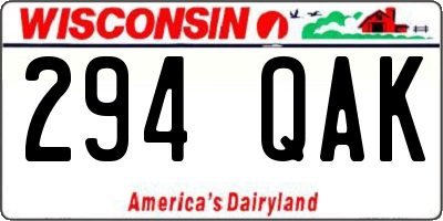 WI license plate 294QAK