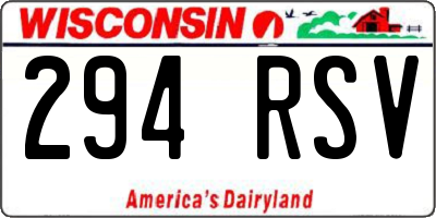 WI license plate 294RSV