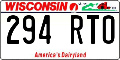 WI license plate 294RTO