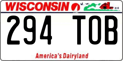 WI license plate 294TOB