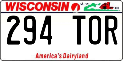 WI license plate 294TOR