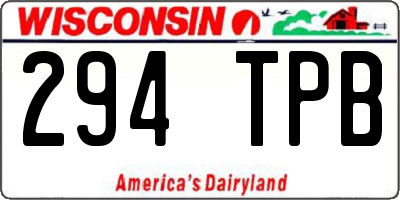 WI license plate 294TPB