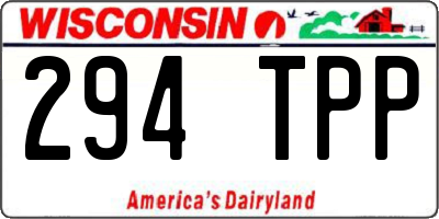 WI license plate 294TPP