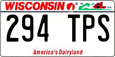 WI license plate 294TPS