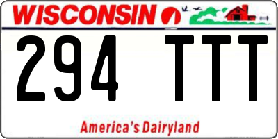 WI license plate 294TTT
