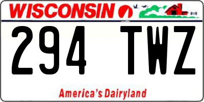 WI license plate 294TWZ