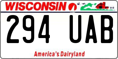 WI license plate 294UAB