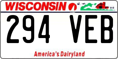 WI license plate 294VEB