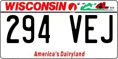 WI license plate 294VEJ