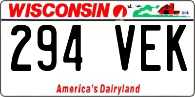 WI license plate 294VEK