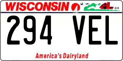 WI license plate 294VEL