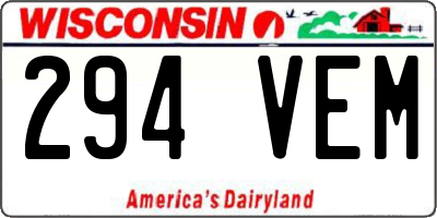 WI license plate 294VEM