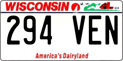 WI license plate 294VEN