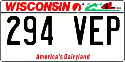 WI license plate 294VEP
