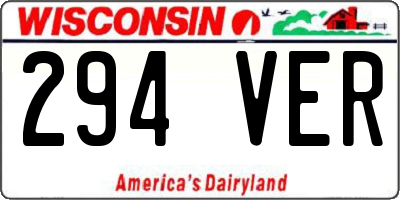WI license plate 294VER