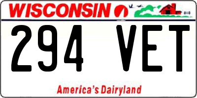 WI license plate 294VET