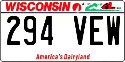 WI license plate 294VEW