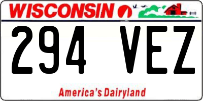 WI license plate 294VEZ