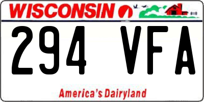 WI license plate 294VFA