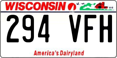 WI license plate 294VFH
